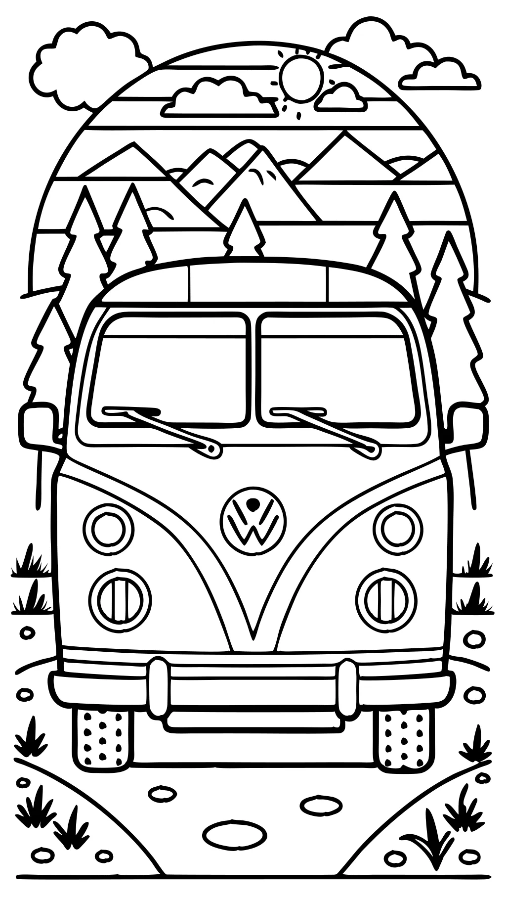 Página para colorear del bus de VW